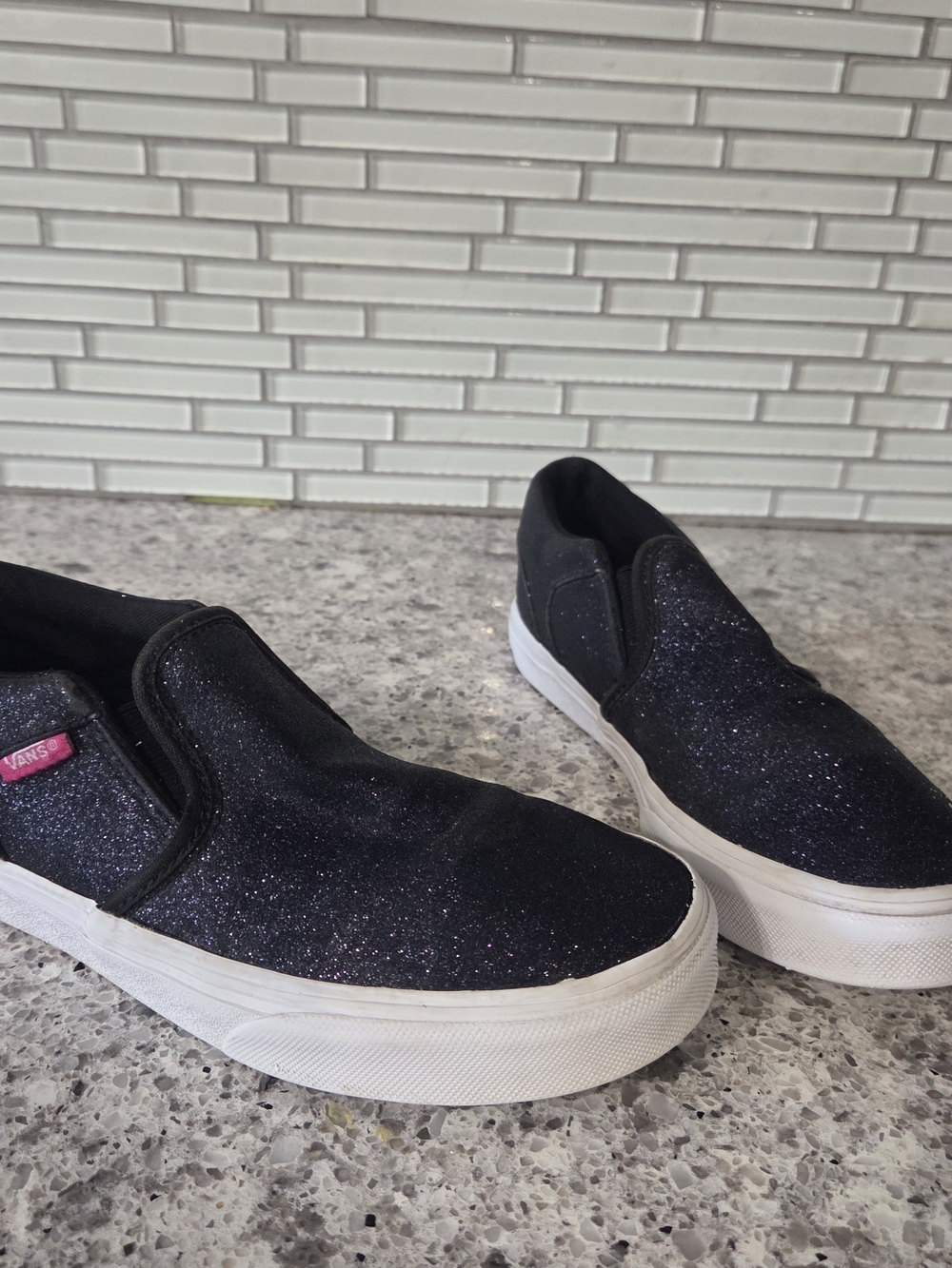 VANS Asher Slip-On Girls Size 3.5 Sparkles/ Glitter